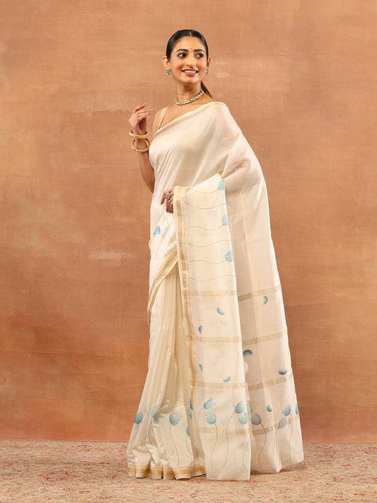 Hand Painted Maheshwari Saree