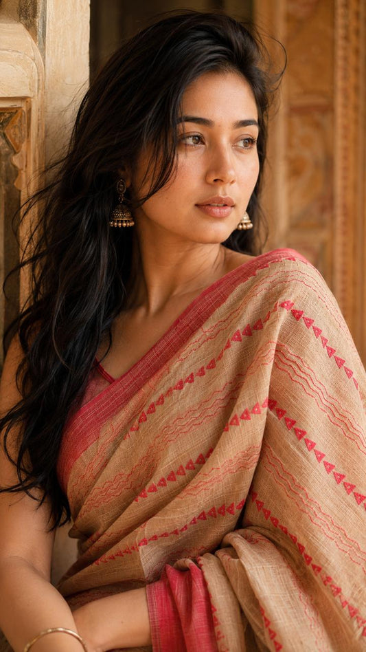 Eri silk saree with thread work