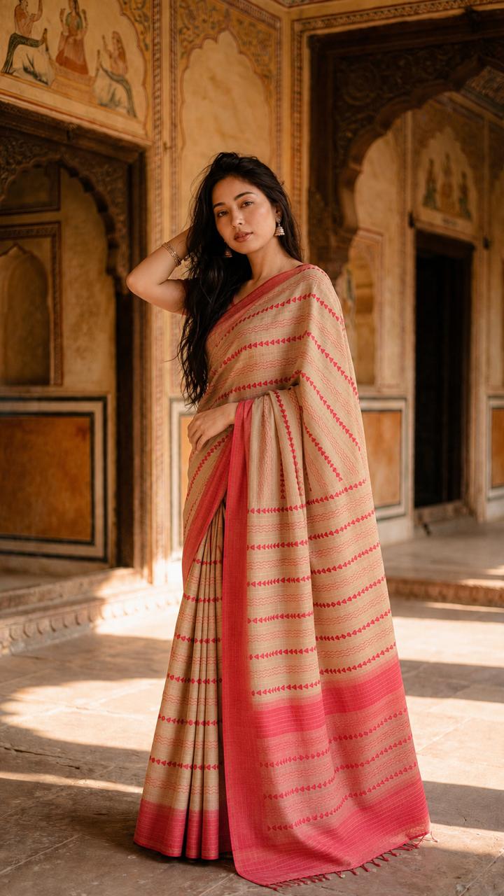 Eri silk saree with thread work