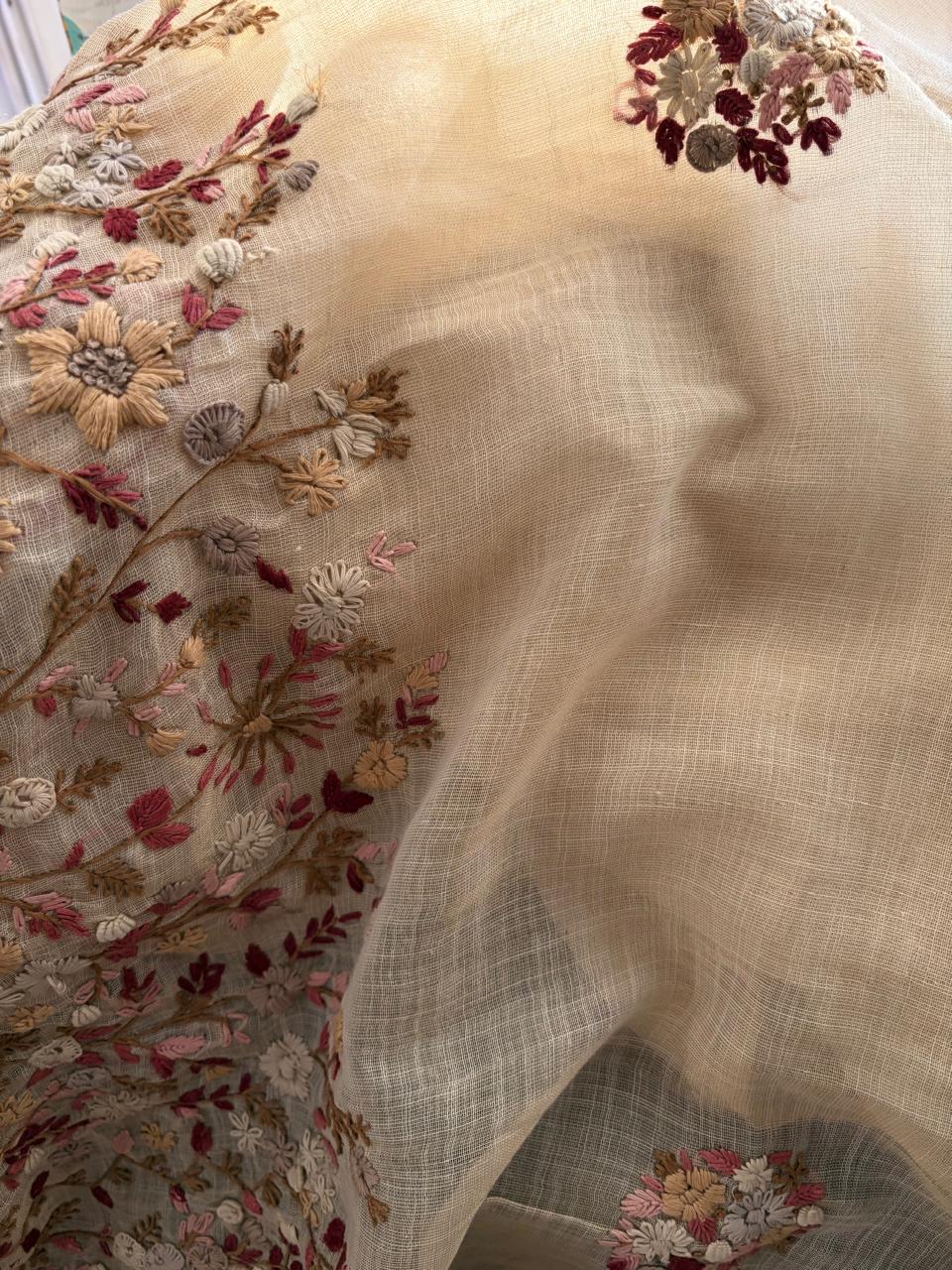 Hand Embroidered Linen Saree