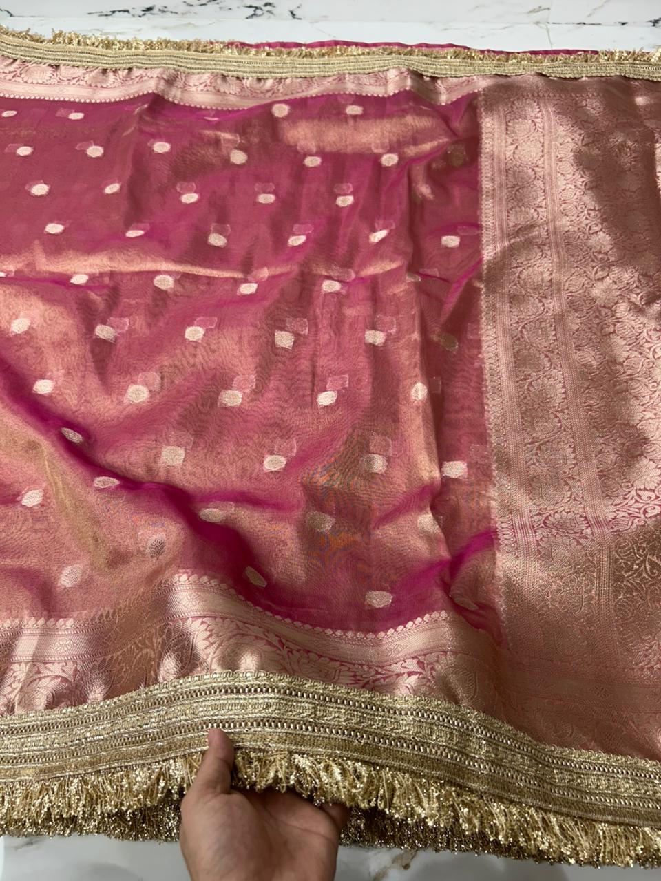 Pink Banarasi Tissue Saree