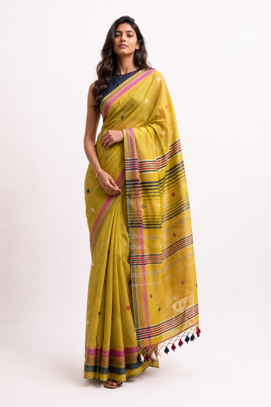 Cotton Saree with Bhujodi work