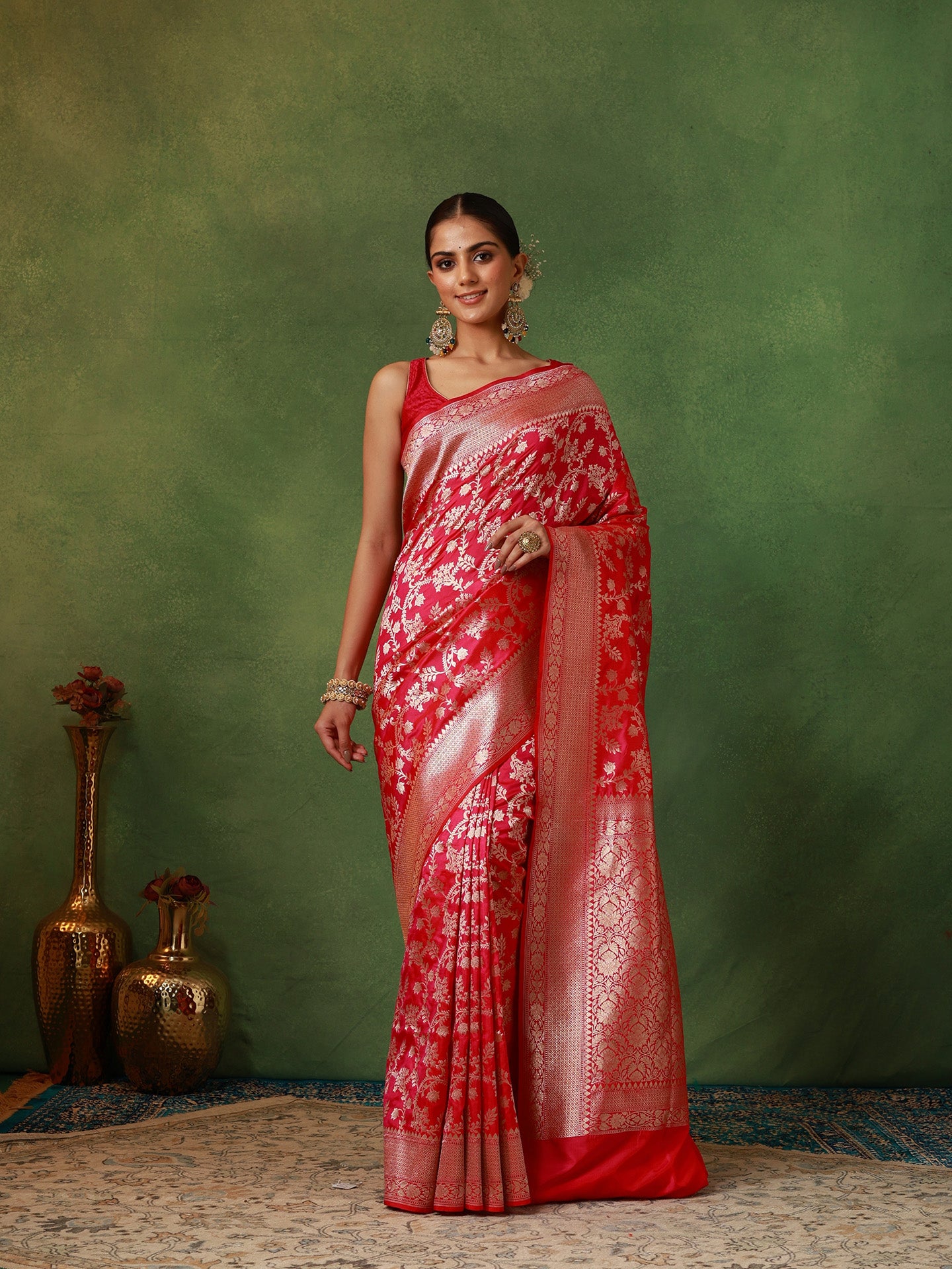 Rani Pink Katan Silk Banarasi Saree