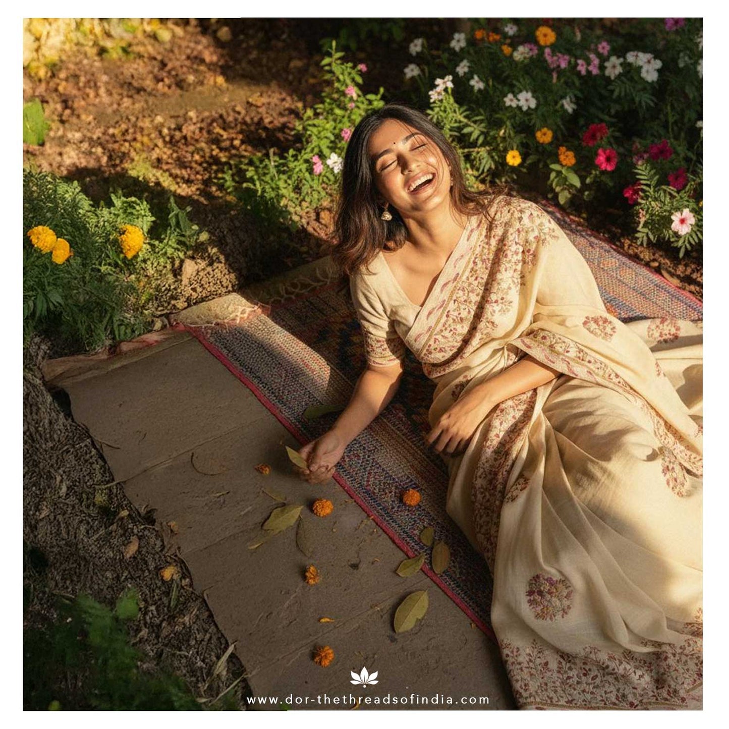 Hand Embroidered Linen Saree