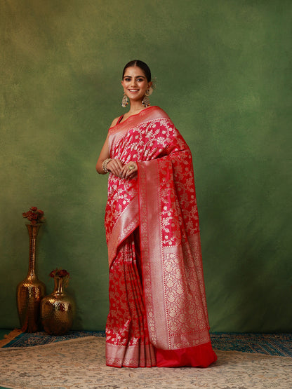 Rani Pink Katan Silk Banarasi Saree