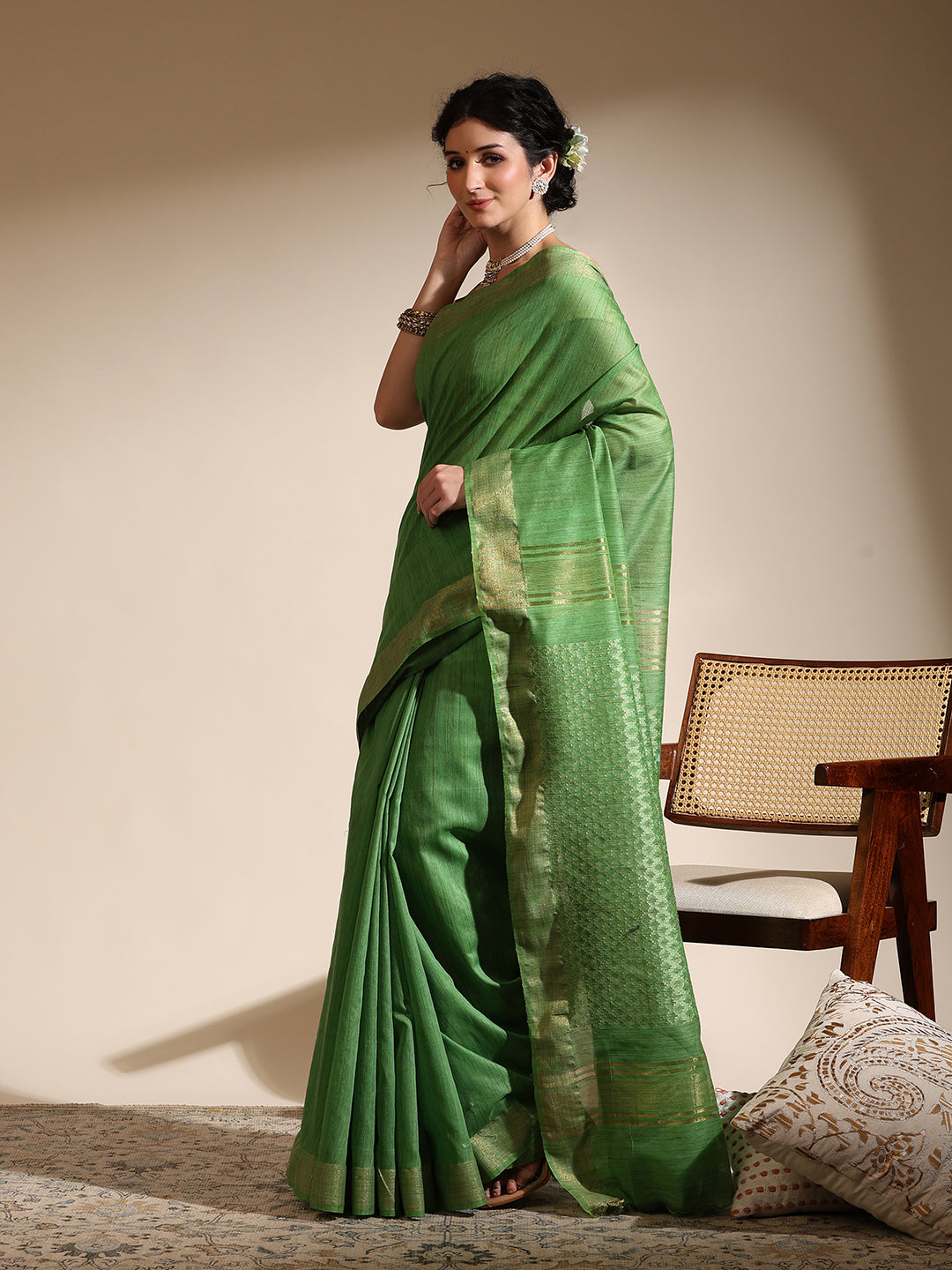 Sage Green Eri Silk saree