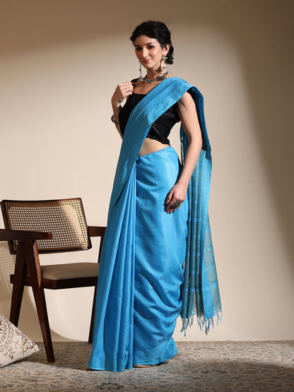 Blue Muga Cotton Saree