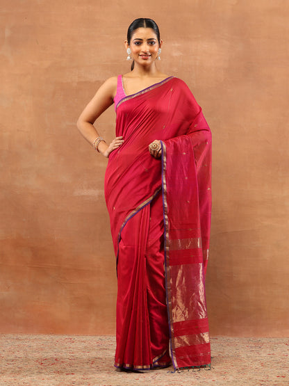 Maheshwari Saree with golden zari border