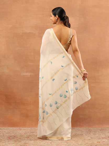Hand Painted Maheshwari Saree