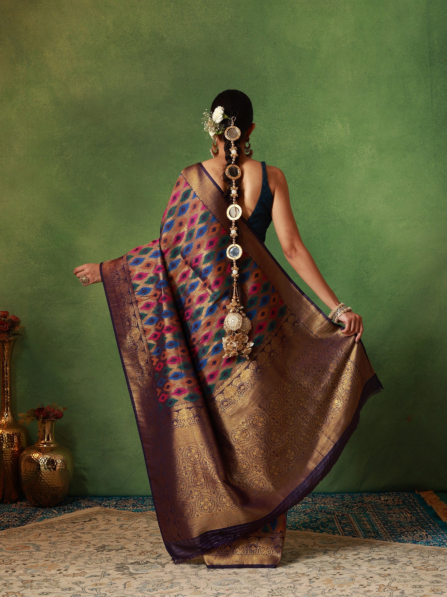 Multi-Colored Katan Silk Rangkat Saree