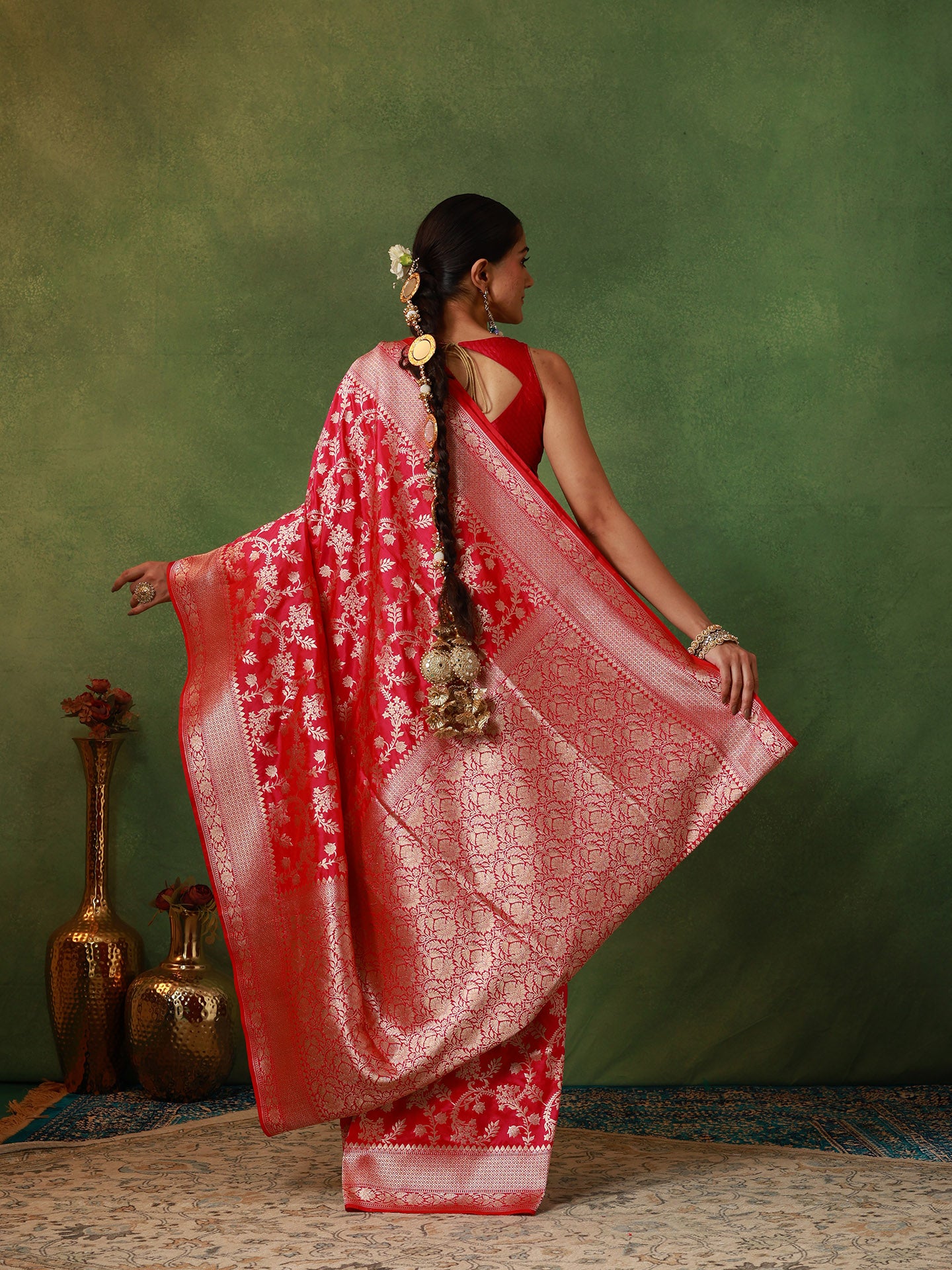 Rani Pink Katan Silk Banarasi Saree