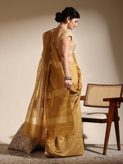 Phalechar Musturd Silk with Needle Art
