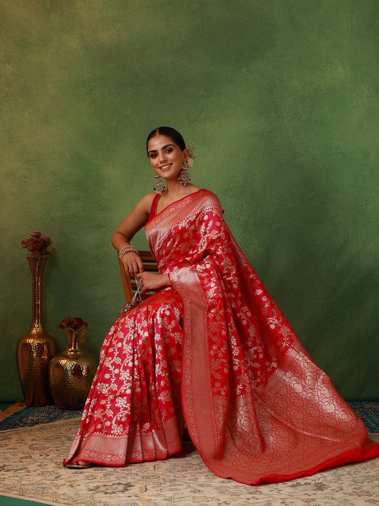 Rani Pink Katan Silk Banarasi Saree