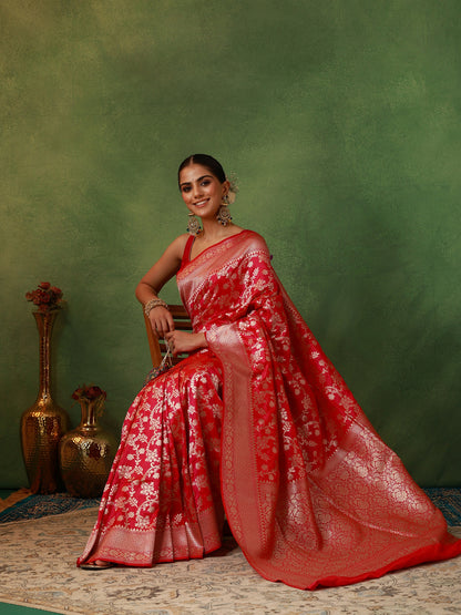 Rani Pink Katan Silk Banarasi Saree