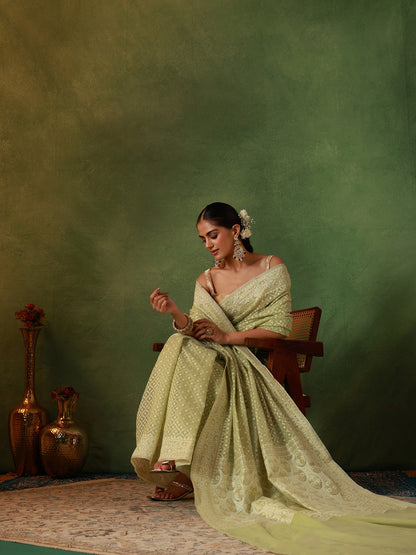 Mint Green Cotton Jamdani Saree