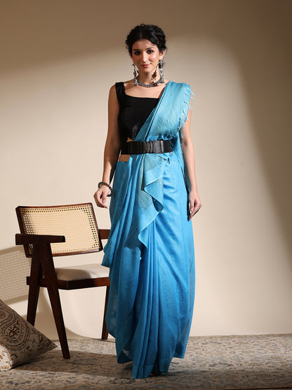 Blue Muga Cotton Saree