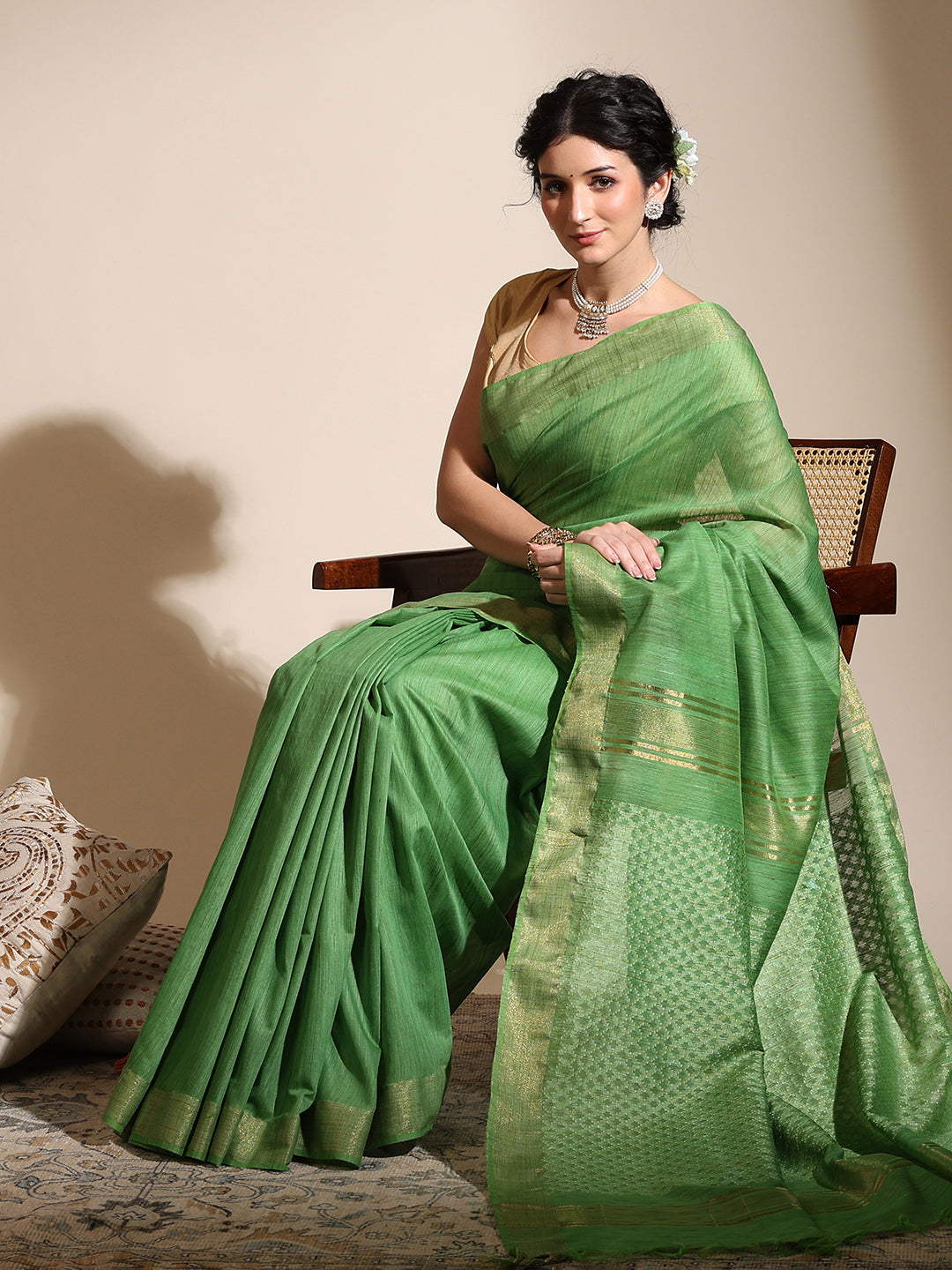 Sage Green Eri Silk saree