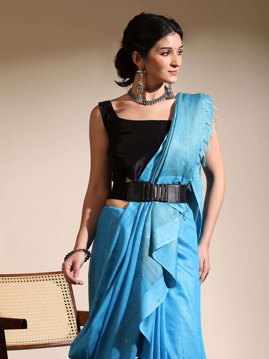 Blue Muga Cotton Saree