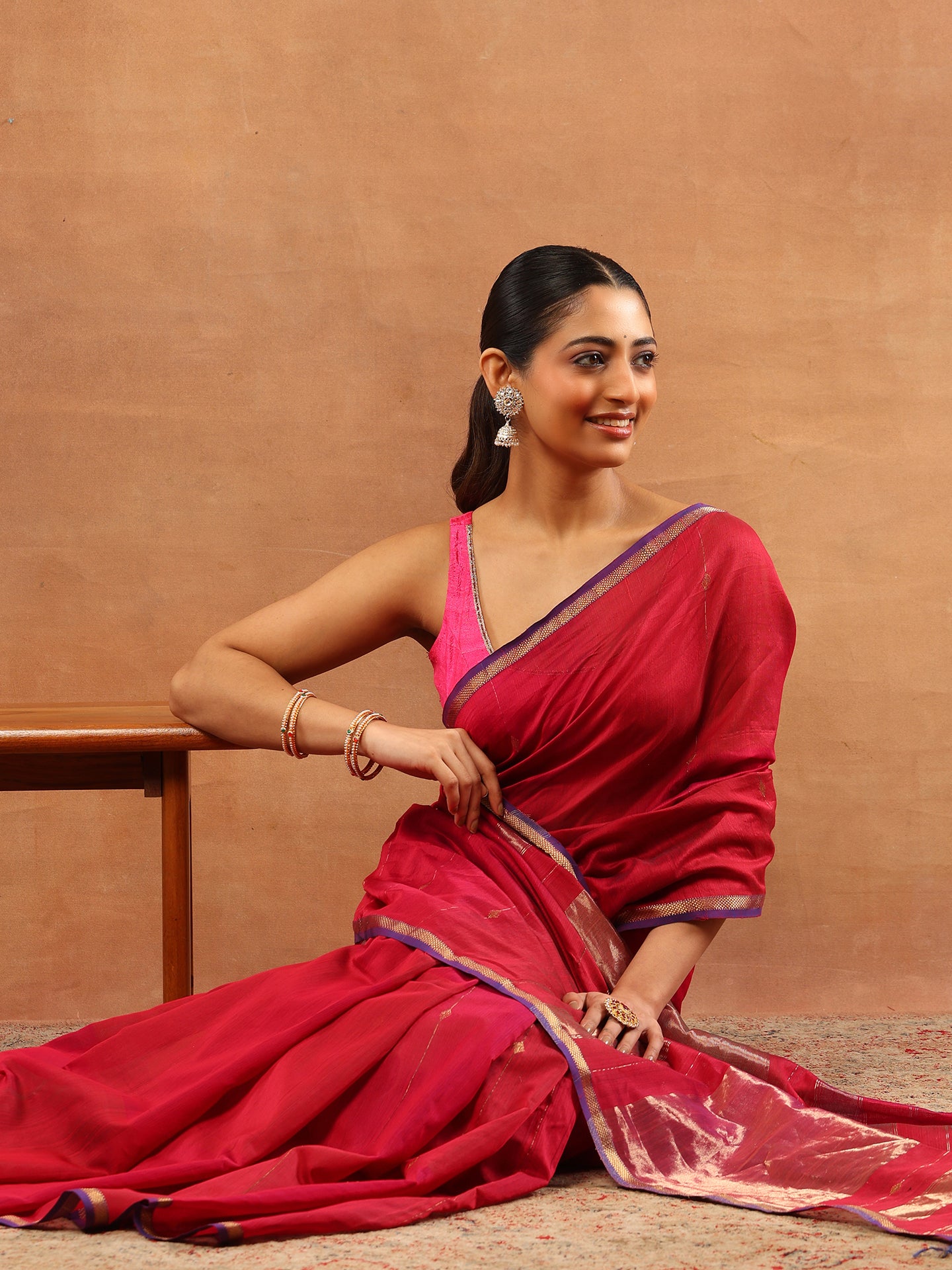 Maheshwari Saree with golden zari border