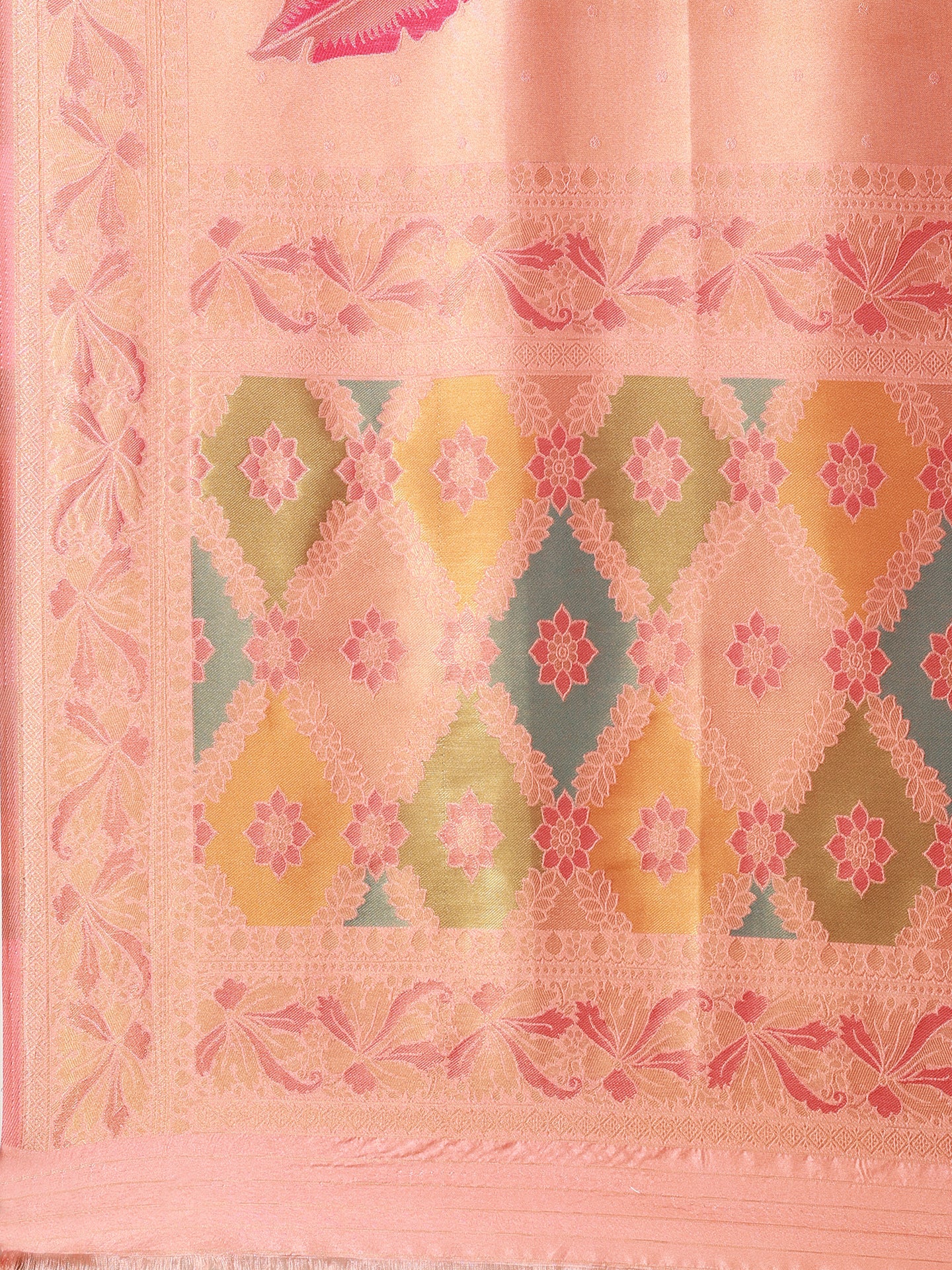 Peach Katan Silk Banarasi Saree