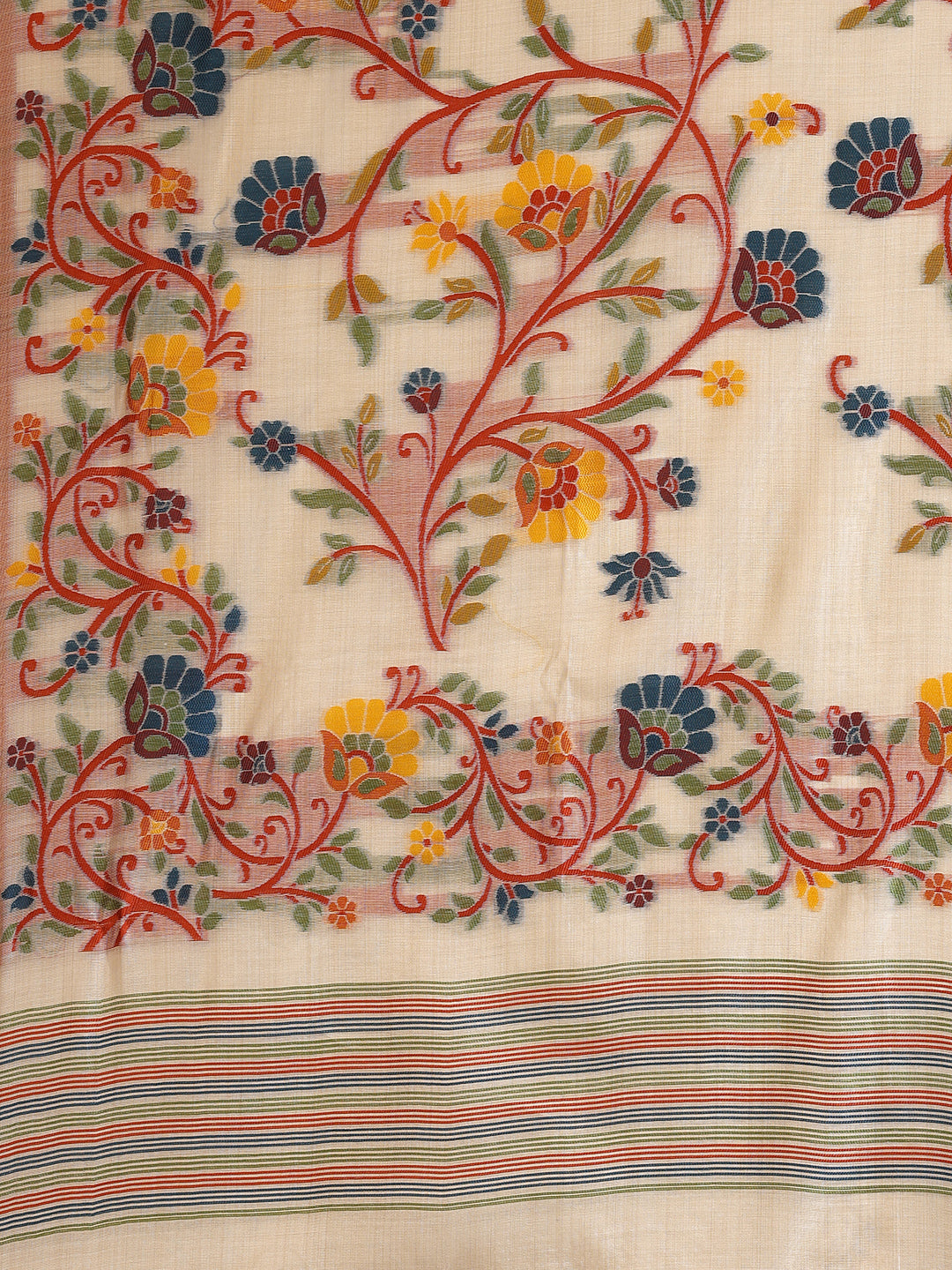 Beige Muslin Jamdani Saree