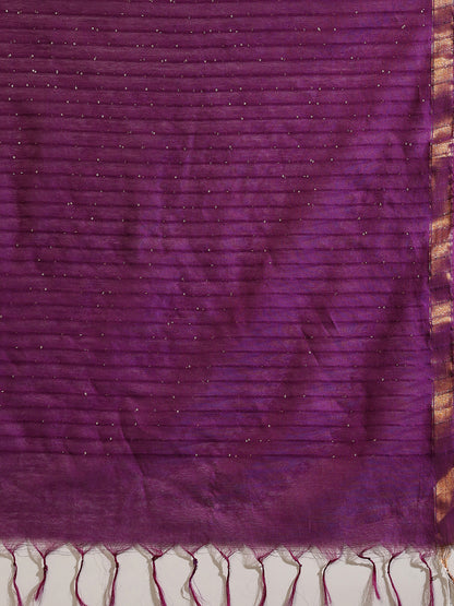 Purple Kosa Silk Saree with zari interlacing