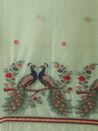 Sage Green Muga Silk Saree