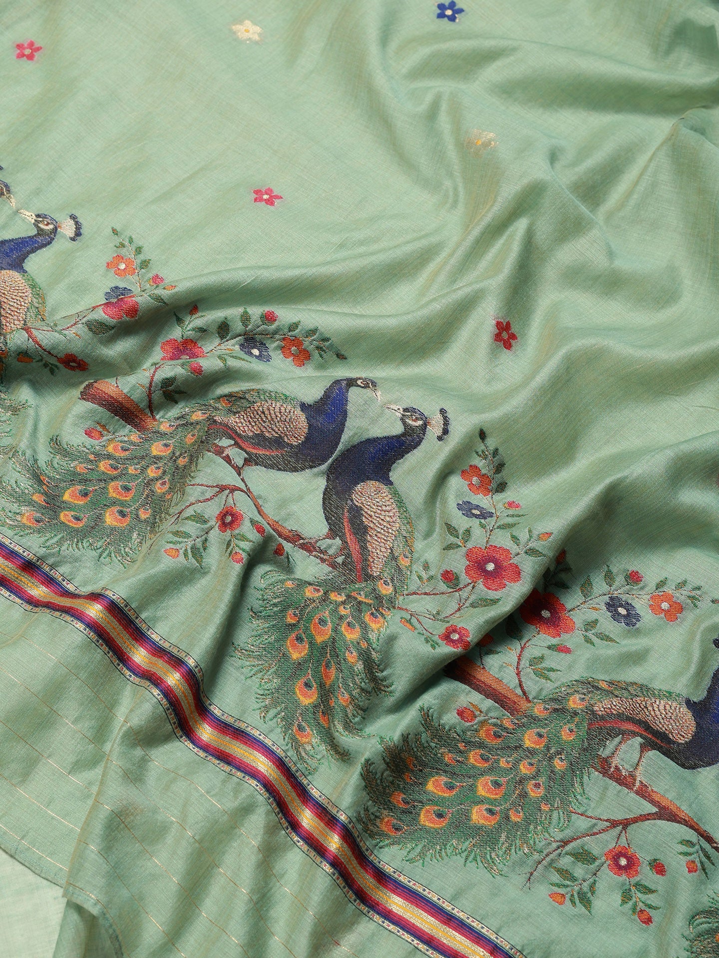 Sage Green Muga Silk Saree