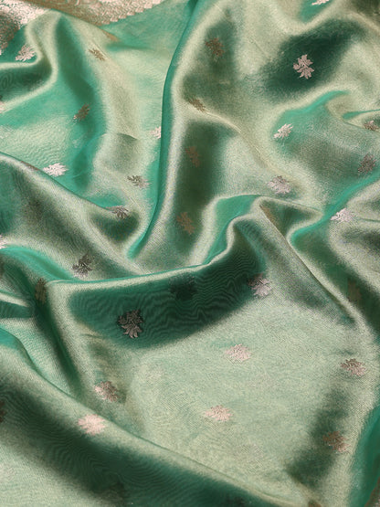 Mint Green Banarasi Tissue Saree