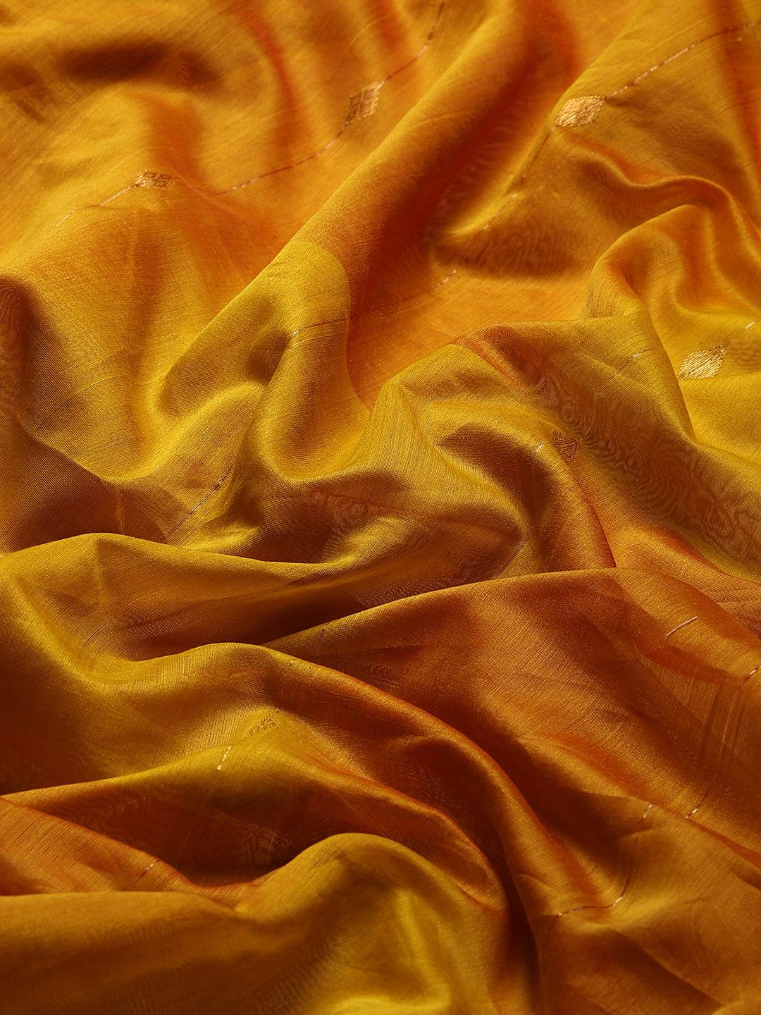 Dual Shade Yellow Maheshwari Saree with Golden zari border
