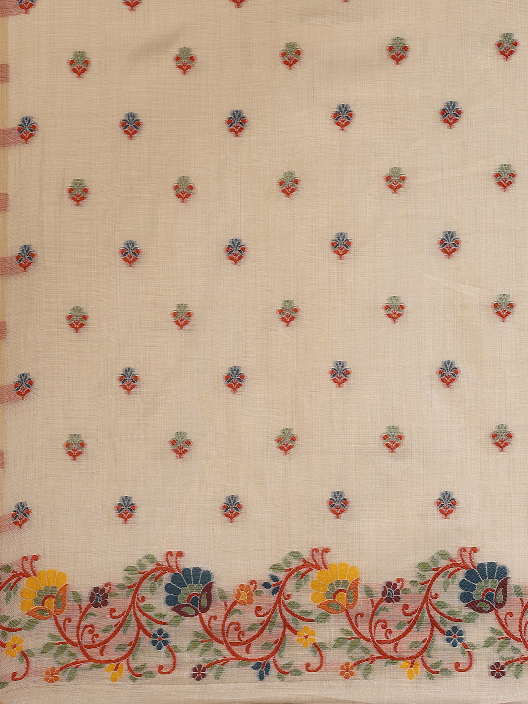 Beige Muslin Jamdani Saree