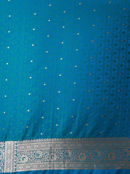 Peacock Blue Rangkat Silk Saree