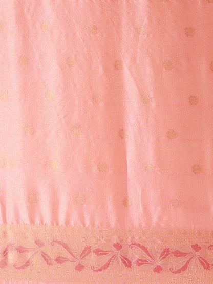 Peach Katan Silk Banarasi Saree