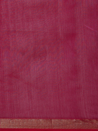 Rani Pink Maheshwari Saree with golden zari