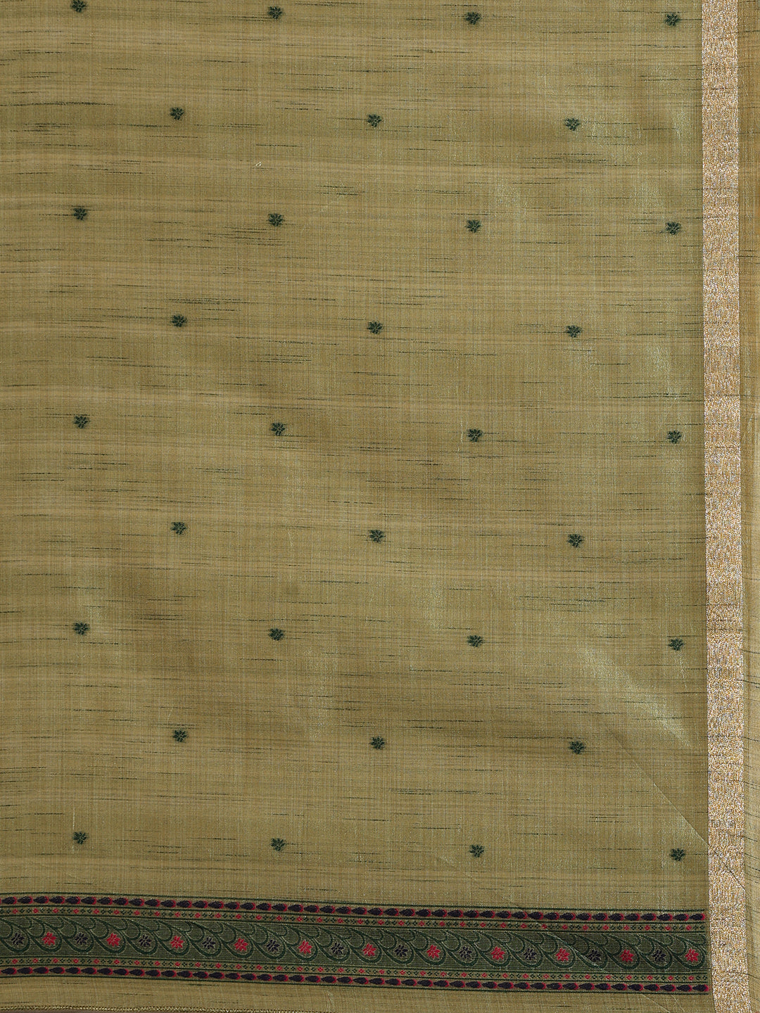 Olive Green Muga Cotton Saree