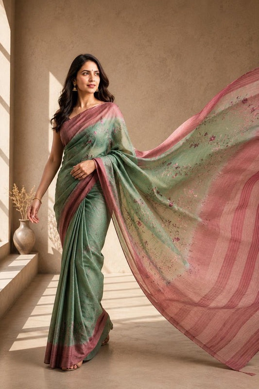 Eri silk saree with thread work embroidery
