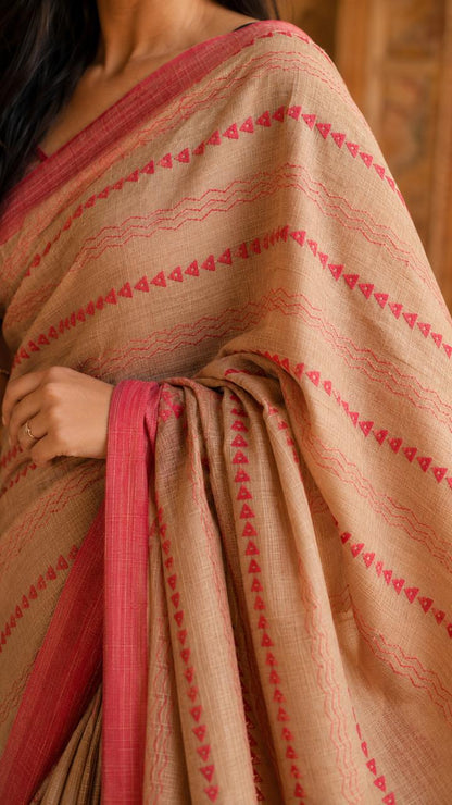 Eri silk saree with thread work