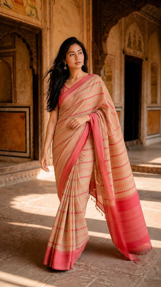Eri silk saree with thread work