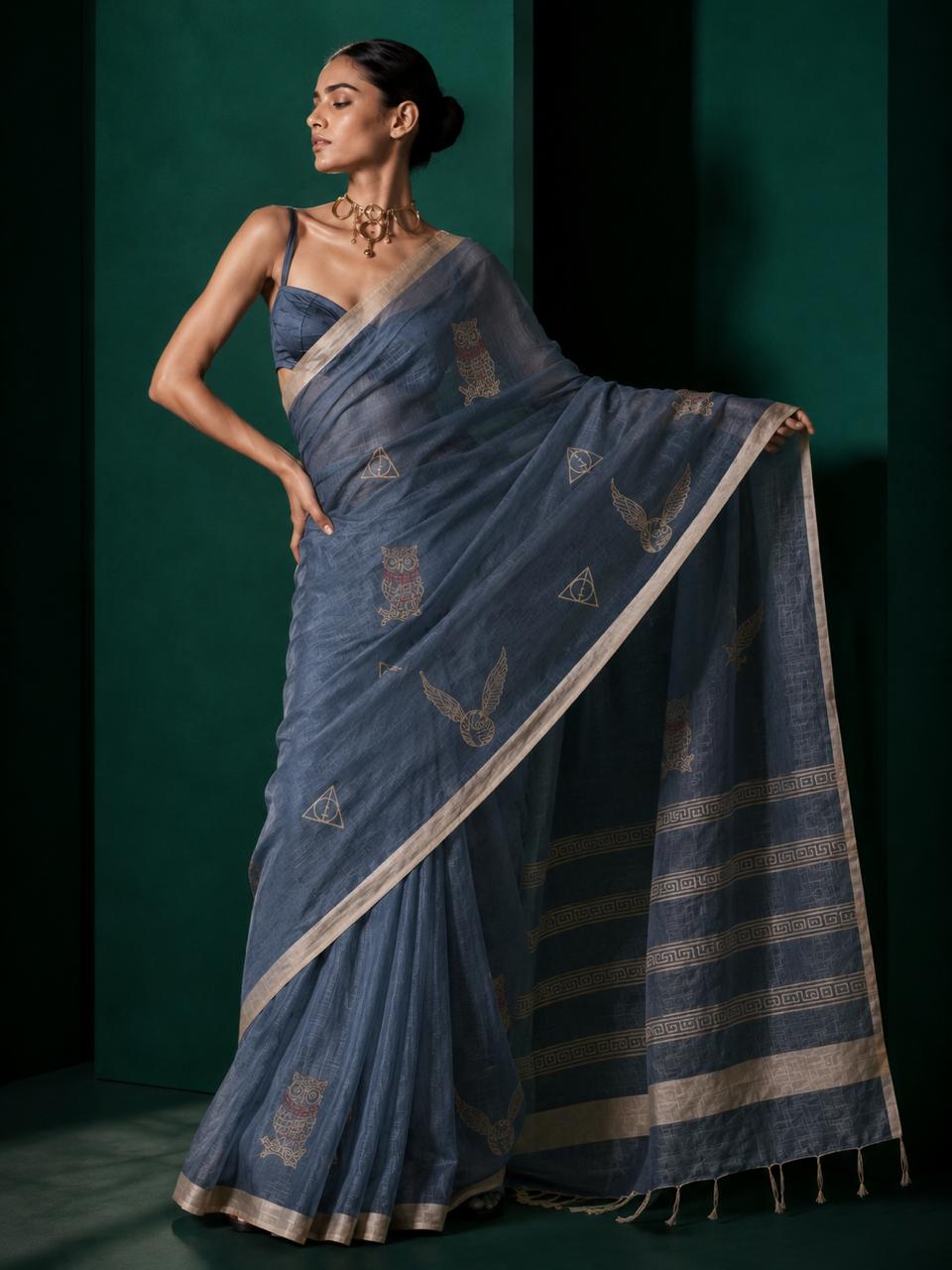 Block Print Collectable Mul Cotton Saree