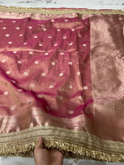 Pink Banarasi Tissue Saree