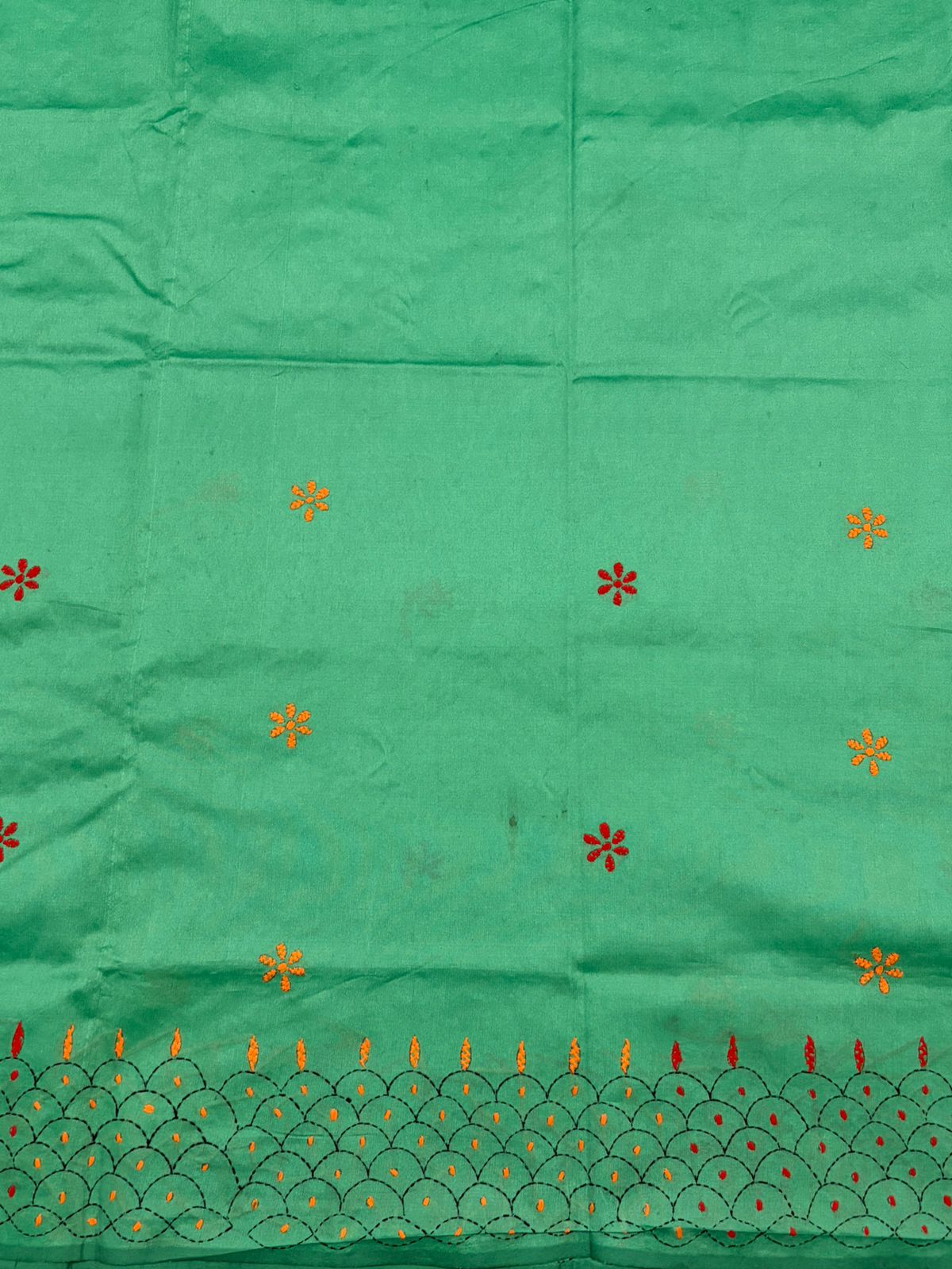 Kantha stitch saree