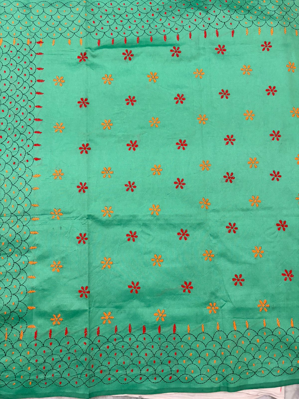 Kantha stitch saree