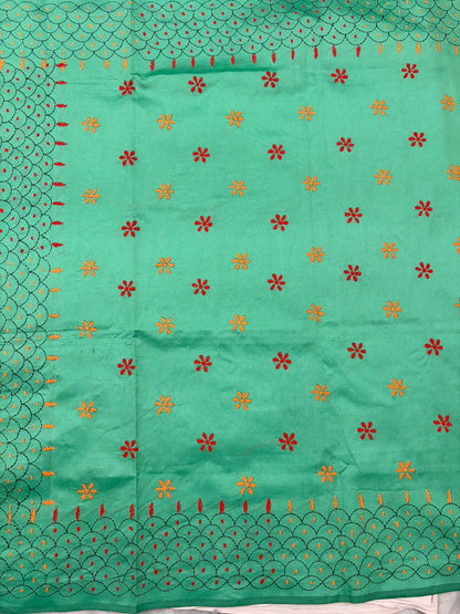 Kantha stitch saree