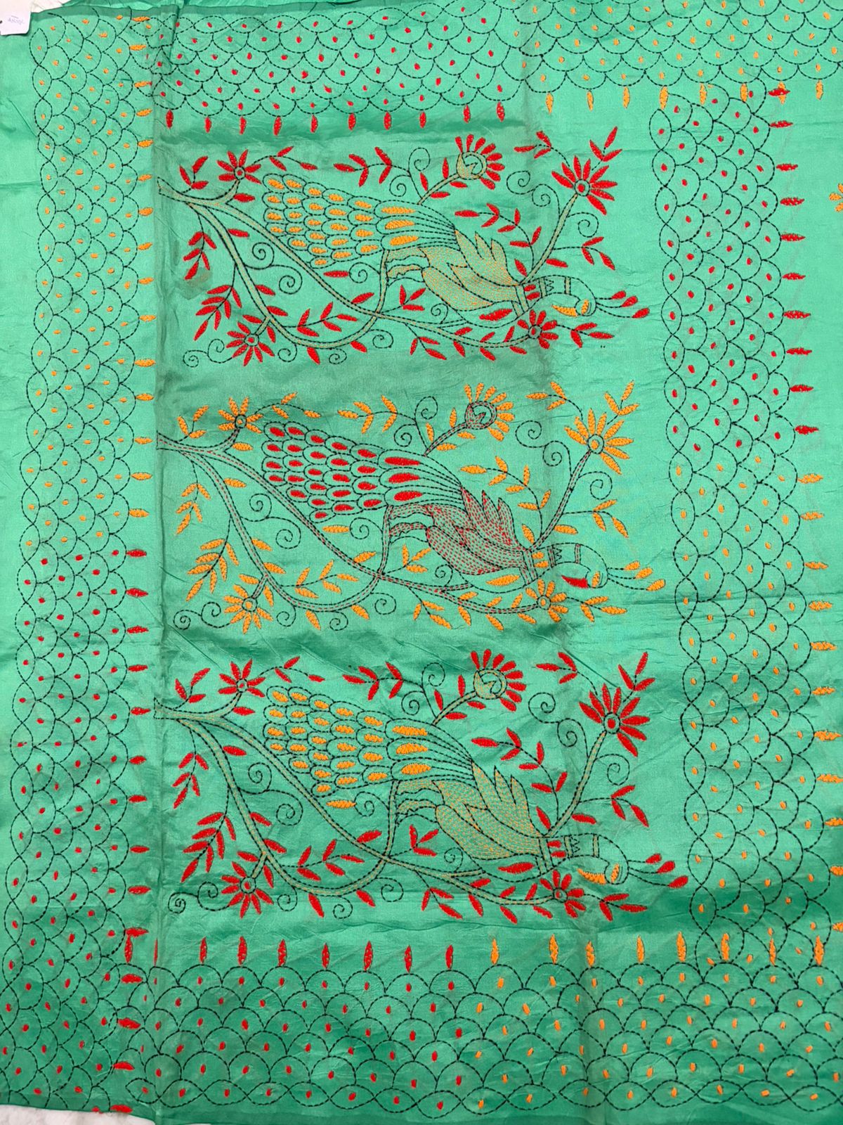 Kantha stitch saree