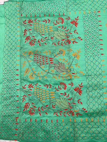 Kantha stitch saree