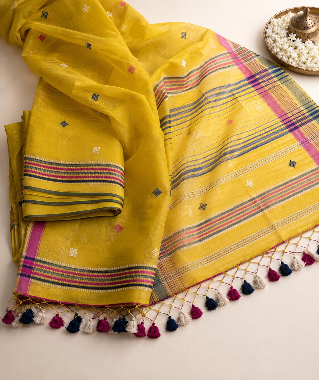 Cotton Saree with Bhujodi work
