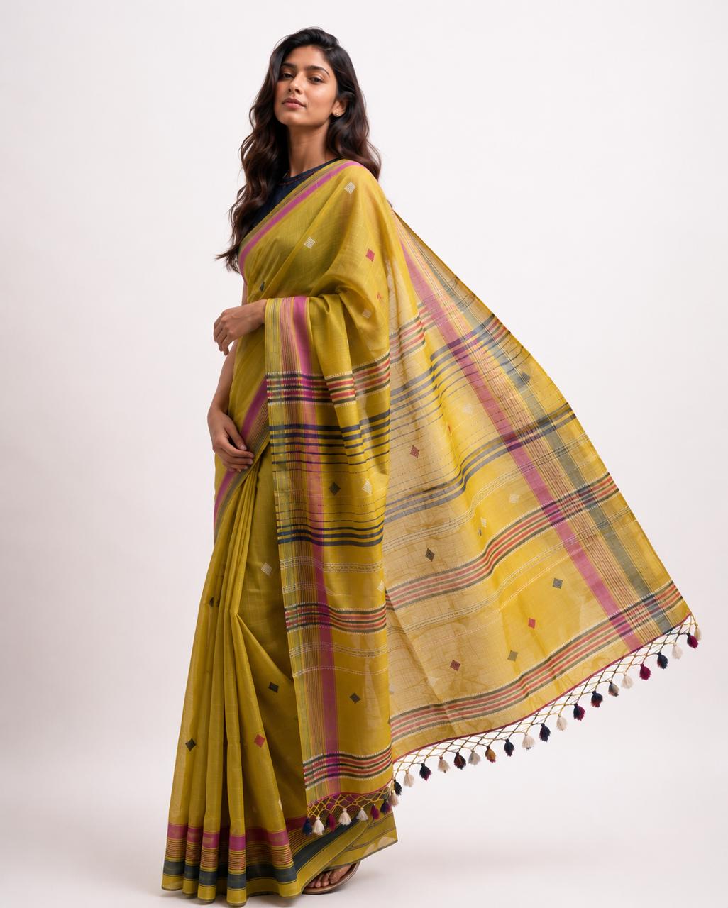 Cotton Saree with Bhujodi work