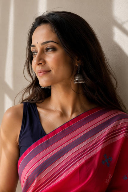 Rani Pink Bhujodi weave saree