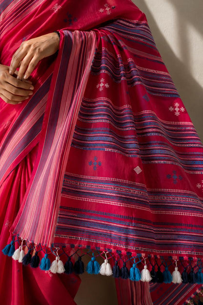 Rani Pink Bhujodi weave saree