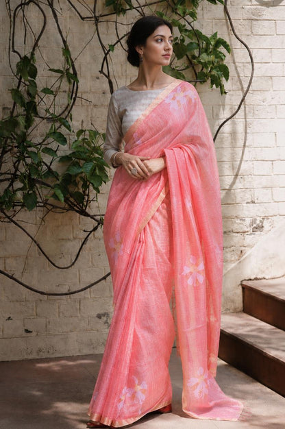 Peach Matka Muslin Jamdani Silk